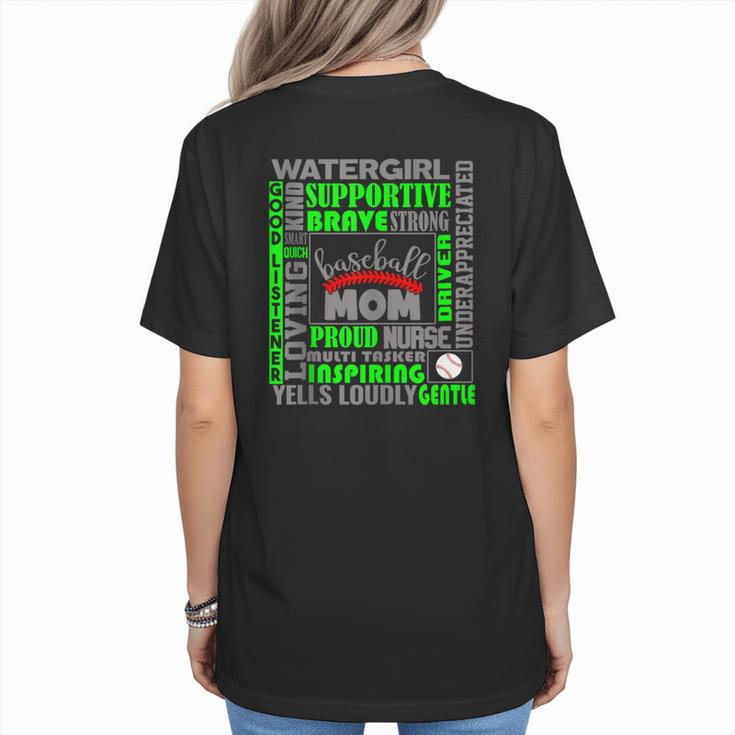 Baseball Mom Traits For Great Mothers Grey And Green Women's T-Shirt Back Print