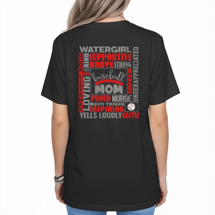 Baseball Mom Traits For Great Mothers Grey And Red Women's T-Shirt Back Print