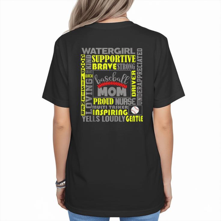 Baseball Mom Traits For Great Mothers Grey And Yellow Women's T-Shirt Back Print
