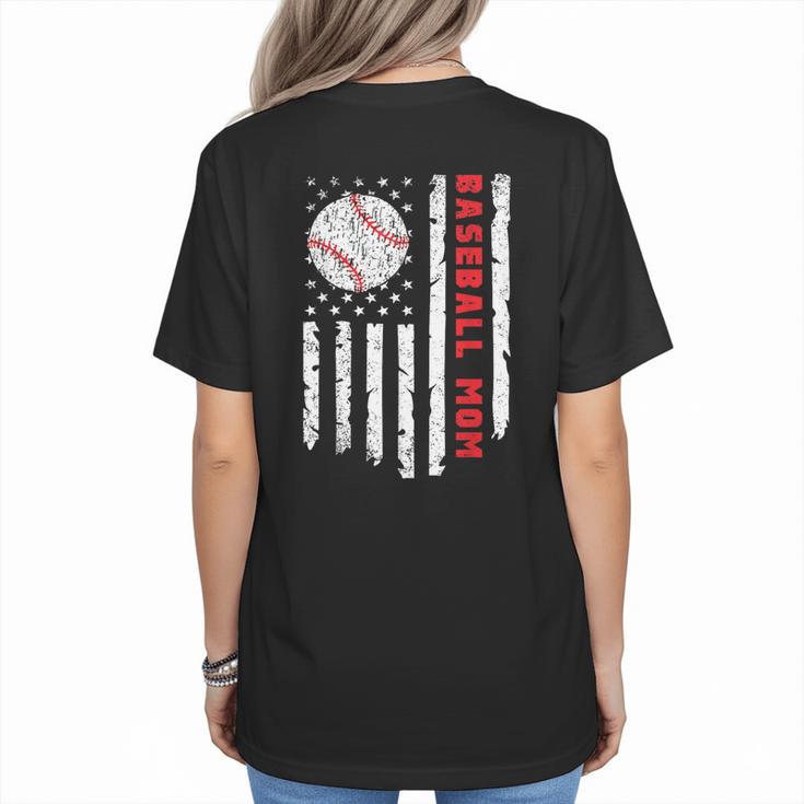 Baseball MOM USA American Flag Patriotic Mama Mother's Day For Women Kids Men Women's T-Shirt Back Print