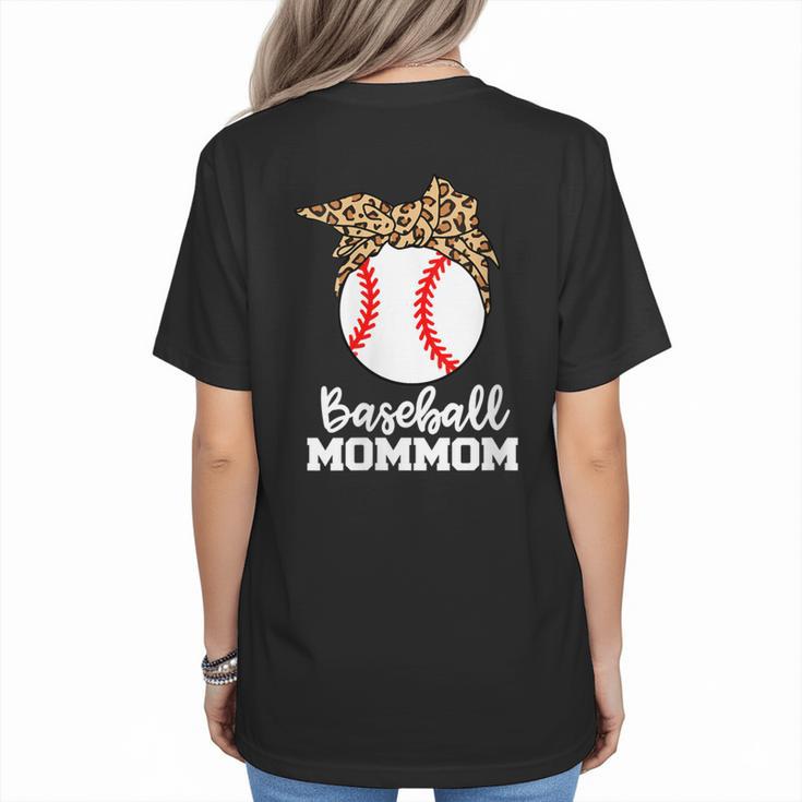 Baseball MomMom Baseball Player Leopard Mom Mom Women's T-Shirt Back Print