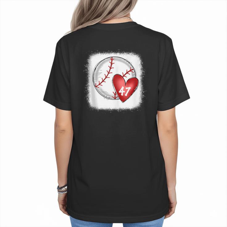 Bleached Custom Baseball Mom Number 47 Heart For Mom Women's T-Shirt Back Print