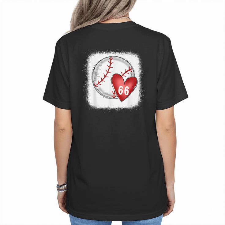 Bleached Custom Baseball Mom Number 66 Heart For Mom Women's T-Shirt Back Print