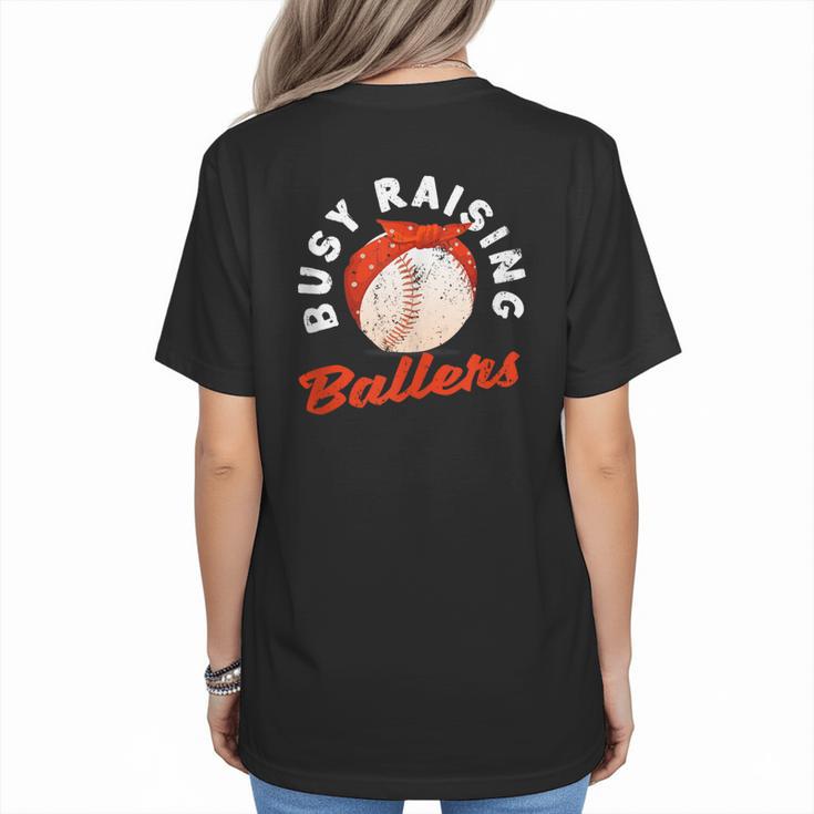 Busy Raising Ballers Baseball Mom Sons Women's T-Shirt Back Print