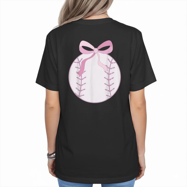 Coquette Baseball Mom Pink Bow Baseball Mama Women's T-Shirt Back Print