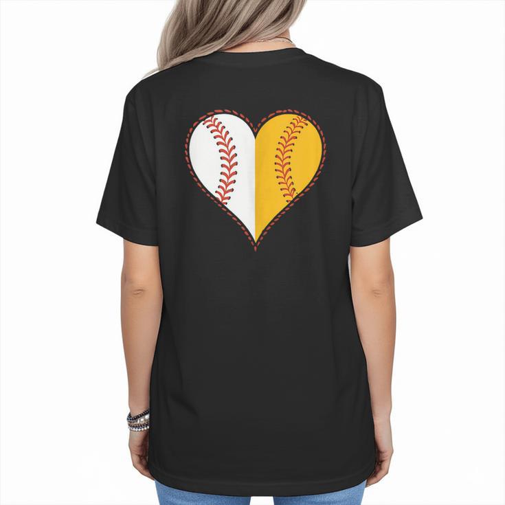Cute Love Baseball Fast Pitch Softball Heart Baseball Mom Women's T-Shirt Back Print