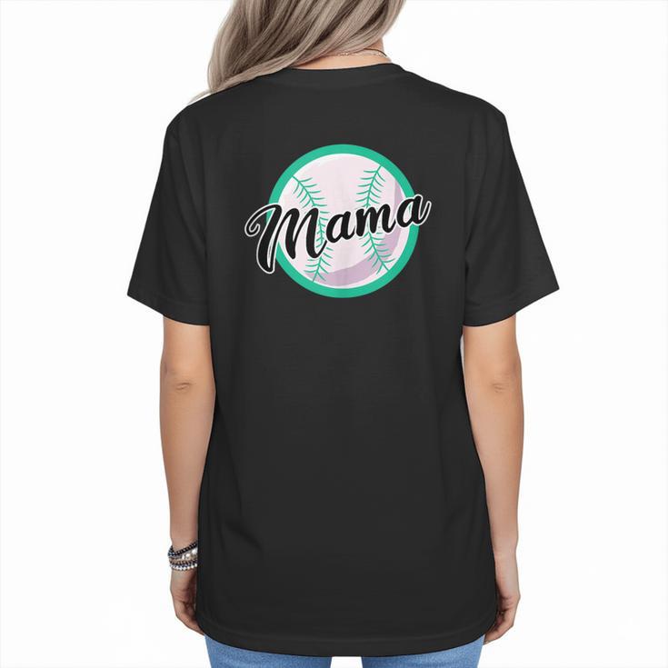 Cute Mama Script Font On Baseball Mom Women's T-Shirt Back Print