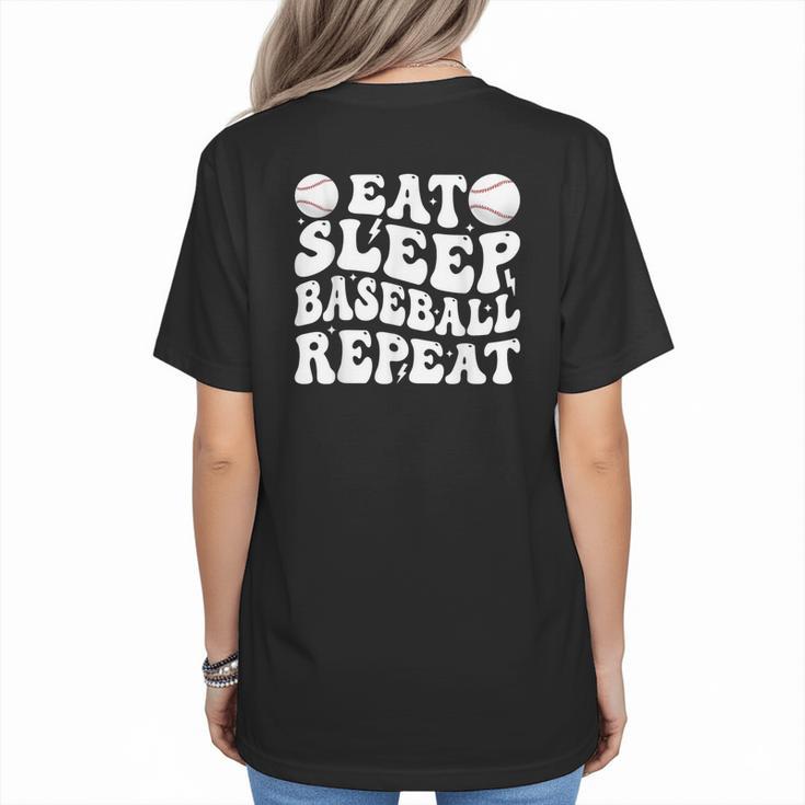 Eat Sleep Baseball Repeat Baseball Lover Baseball Mom Girls Women's T-Shirt Back Print