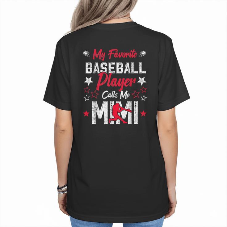 My Favorite Baseball Player Calls Me Mimi For Baseball Mom Women's T-Shirt Back Print
