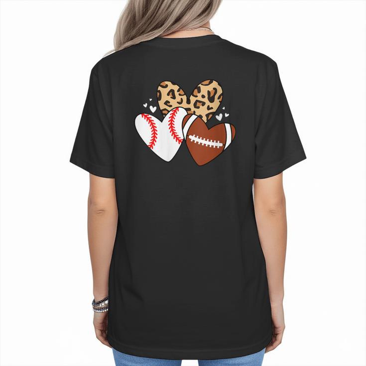 Football Baseball Heart Football Baseball Mom Women's T-Shirt Back Print