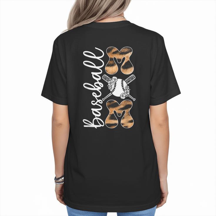 Happy Mother's Day Baseball Mom Leopard Softball Lover Women's T-Shirt Back Print