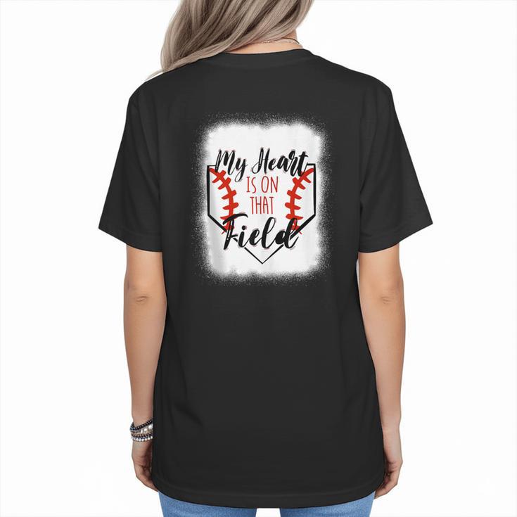 My Heart Is On That Field Baseball Mom Momm Women's T-Shirt Back Print