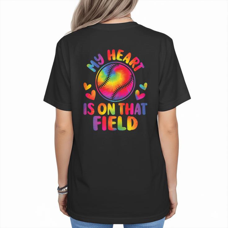 My Heart Is On That Field Cute Baseball Mom Women Women's T-Shirt Back Print