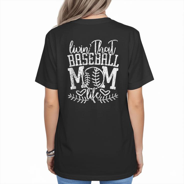 Living That Baseball Mom Life Sporty Humor Women's T-Shirt Back Print