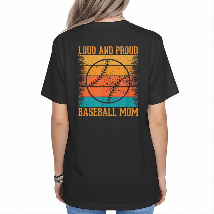 Loud And Proud Baseball Mom Vibrant Colorful Stripe Women's T-Shirt Back Print