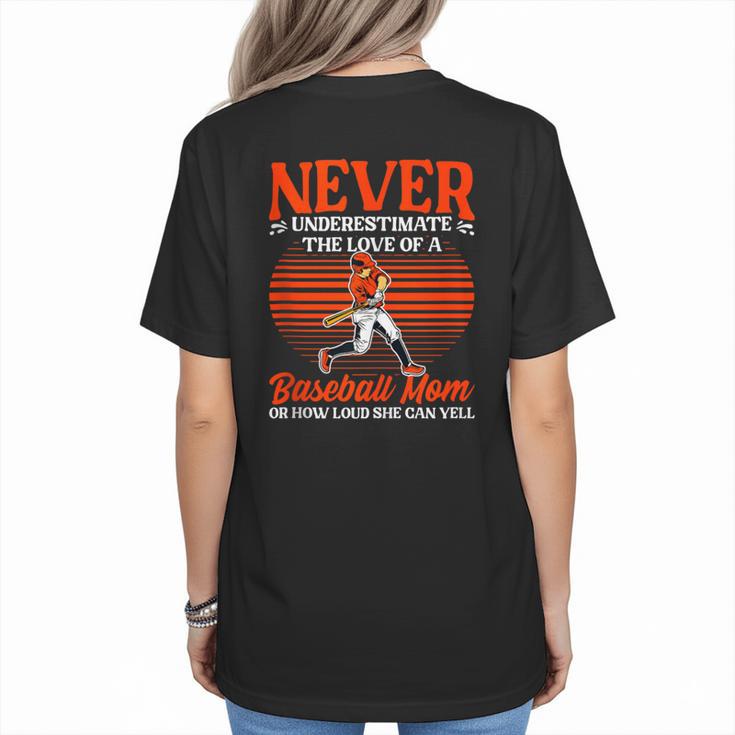 Love Of A Baseball Mom Pitcher Catcher Baseball Player Women's T-Shirt Back Print