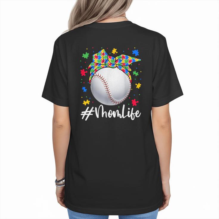 Messy Ball Puzzle Baseball Mom Life Autism Awareness Month Women's T-Shirt Back Print