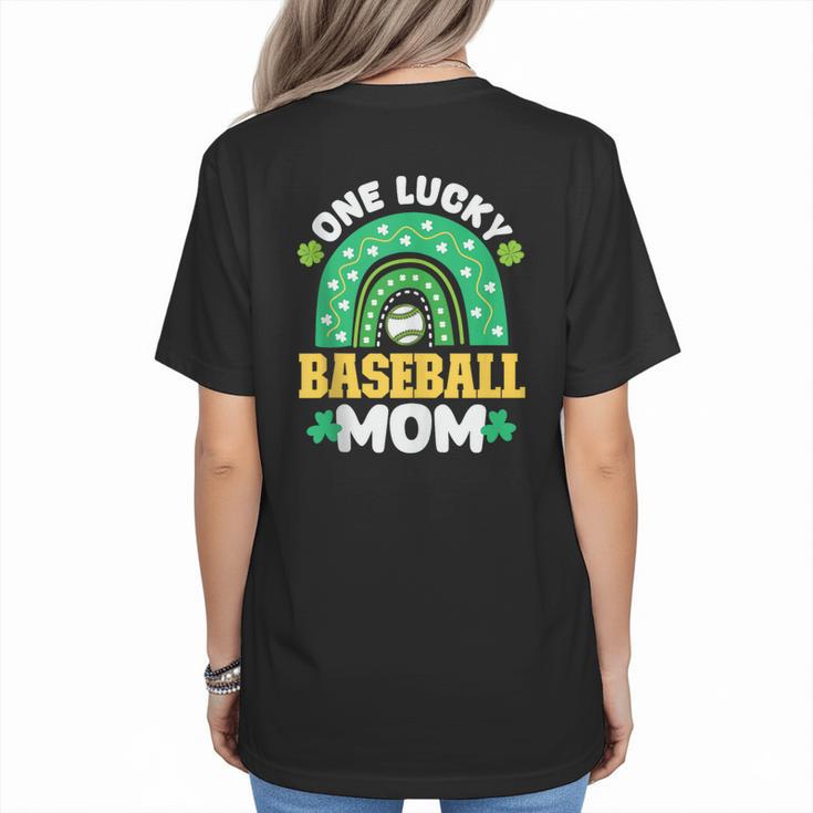One Lucky Baseball Mom St Patricks Day Rainbow Mother Mama Women's T-Shirt Back Print