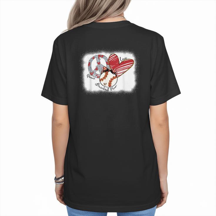 Peace Love Baseball Mom Mommy Women's T-Shirt Back Print