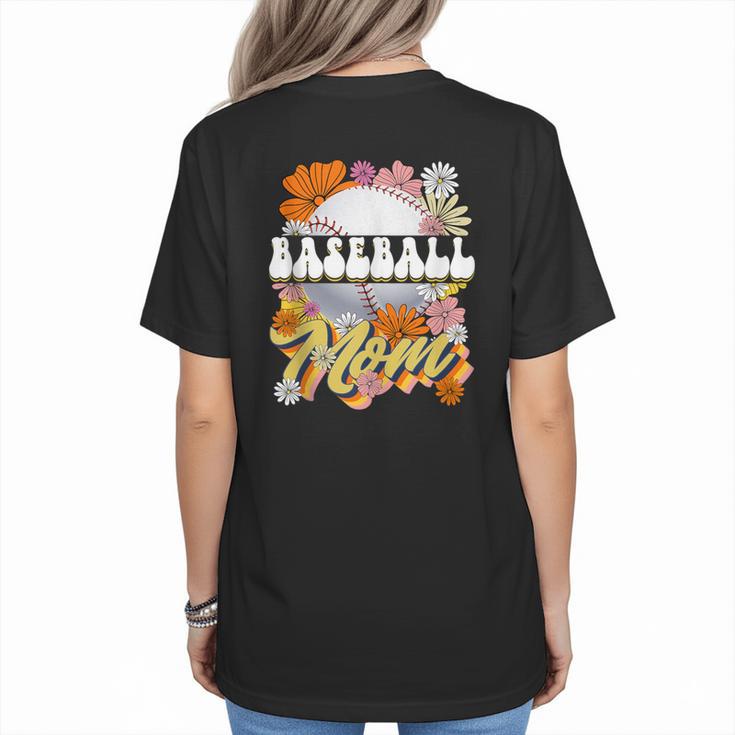 Retro Groovy Baseball Mom Family Matching Women Women's T-Shirt Back Print