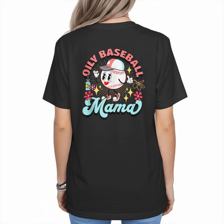Retro Oily Baseball Mom Meme For Essential Oils Game Day Women's T-Shirt Back Print