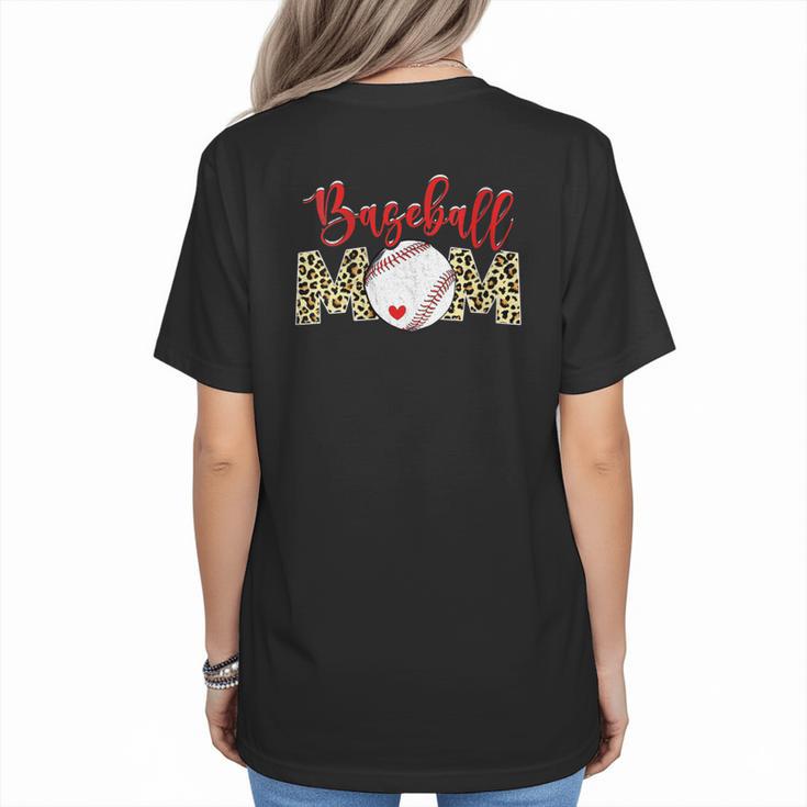 Sport Mom Leopard Mother's Day Baseball Mommy Mama Women's T-Shirt Back Print