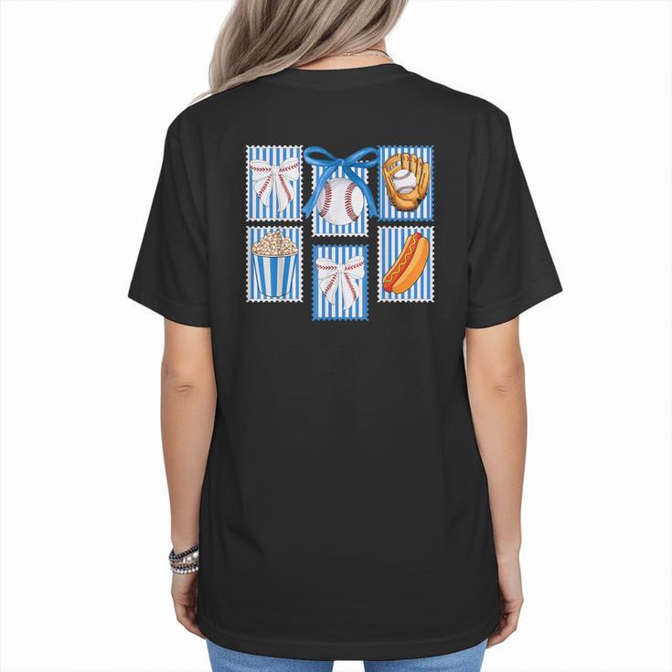 Stamps Coquette Bow Baseball Kids Youth Girls Baseball Mom Women's T-Shirt Back Print