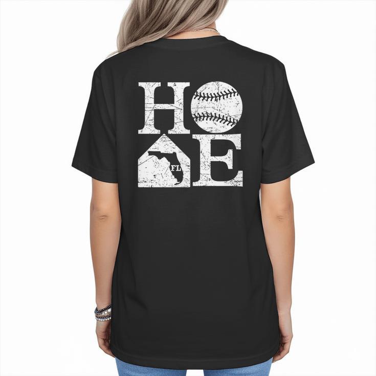 Vintage Baseball Home Florida State Outline Baseball Mom Women's T-Shirt Back Print