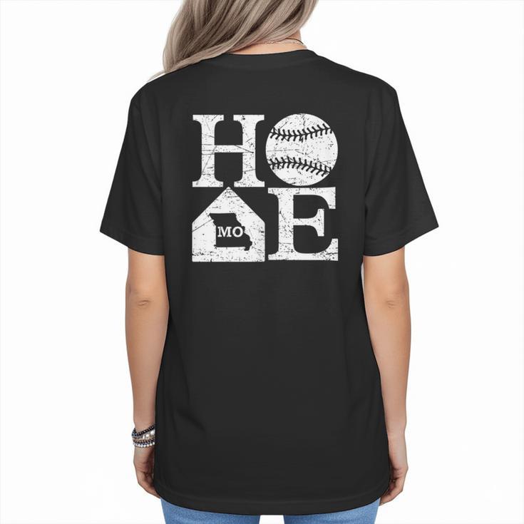 Vintage Baseball Home Missouri State Outline Baseball Mom Women's T-Shirt Back Print