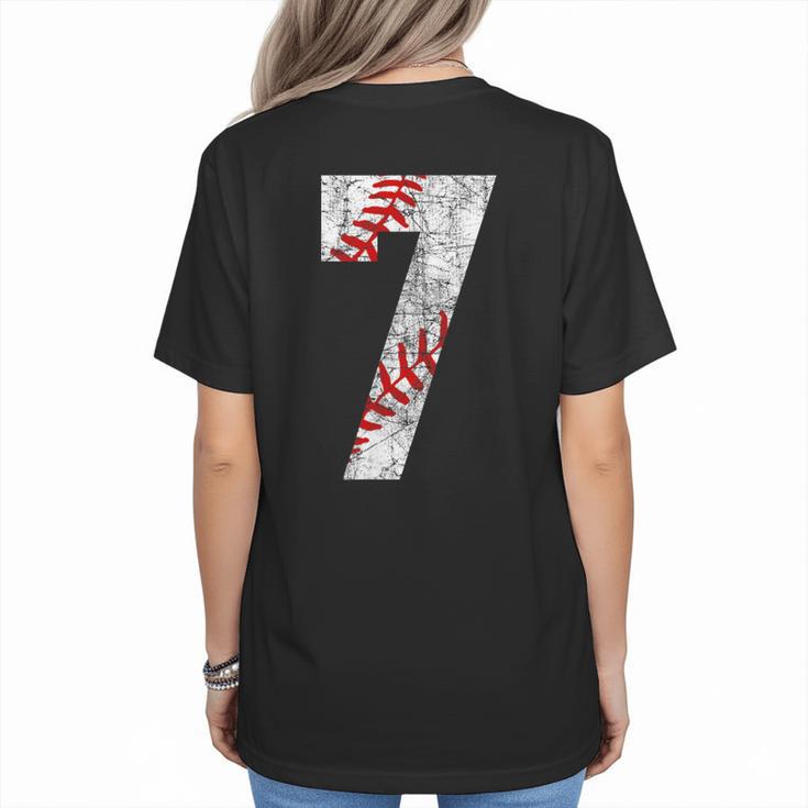 Vintage Baseball Mom 7 Jersey Baseball Favorite Player Women's T-Shirt Back Print