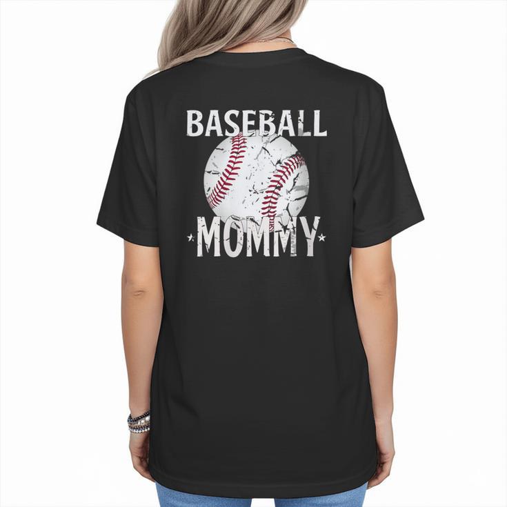 Vintage Baseball Mommy Mother's Day Sports Lover Mom Women's T-Shirt Back Print