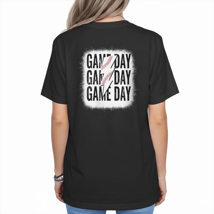 Womens Baseball Mom Leopard Game Day Mother's Day Women's T-Shirt Back Print