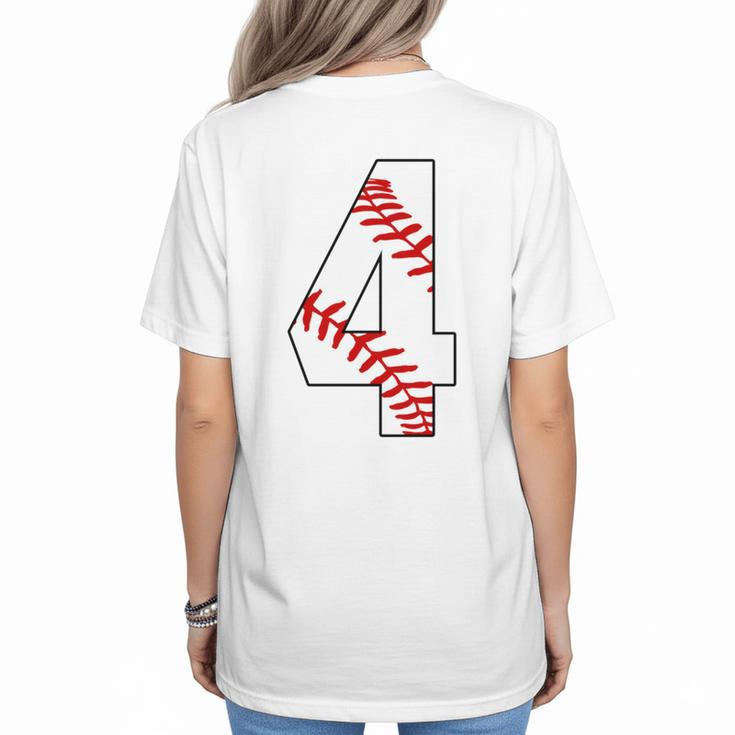 4 Laces 4th Birthday Boy Four Years Baseball Mom T-Shirt Women's T-Shirt Back Print