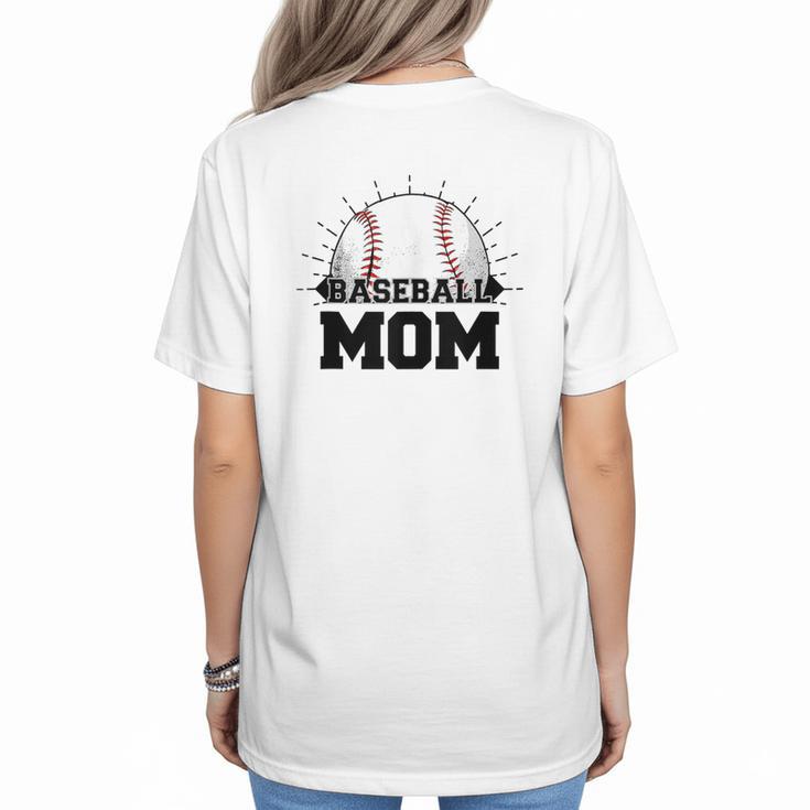 American Flag Patriotic Game Day Baseball Mom Women's T-Shirt Back Print