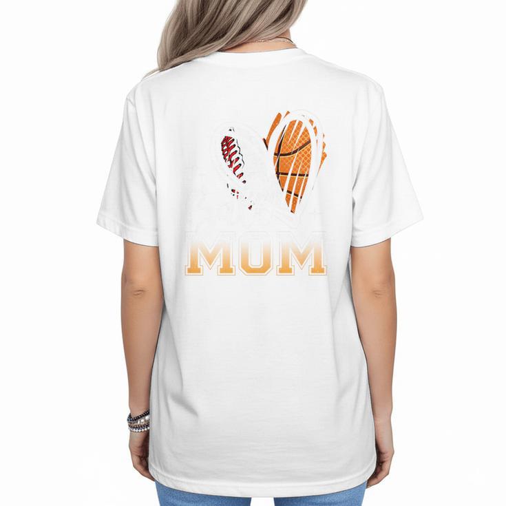 Ball Mom Heart Basketball Baseball Mom Premium Women's T-Shirt Back Print