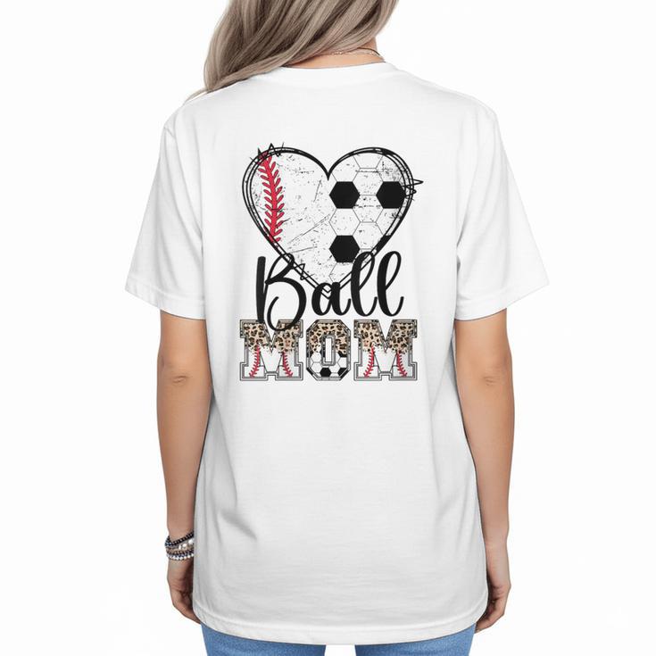 Ball Mom Heart Soccer Baseball Mom Women's T-Shirt Back Print