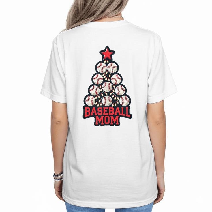 Baseball Christmas Tree Proud Baseball Mom Tee Women's T-Shirt Back Print