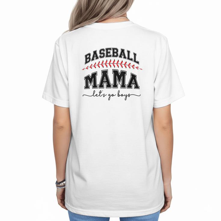 Baseball Mama Lets Go Boys Mother  Baseball Mom Women's T-Shirt Back Print