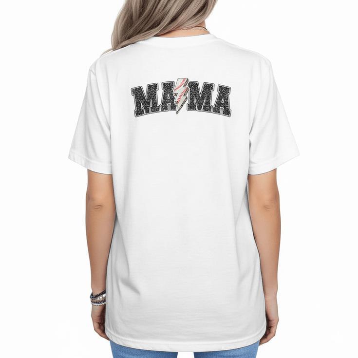 Baseball Mama Rocks Lightning Baseball Mom Mother's Day Women's T-Shirt Back Print