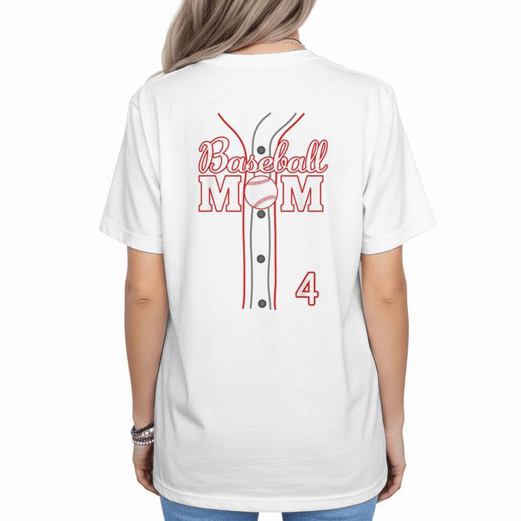 Baseball Mom 4 Number 4 Jersey Team Numbered Jersey Women's T-Shirt Back Print