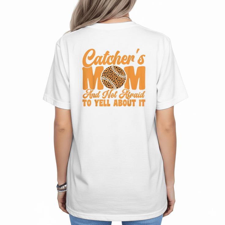 Baseball Mom Catcher's Mom Leopard Softball Mom Women's T-Shirt Back Print