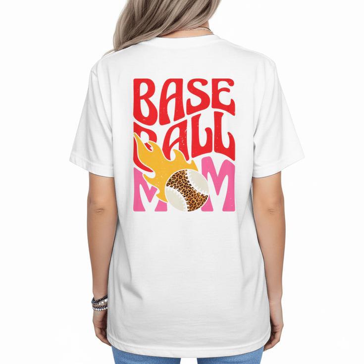 Baseball Mom Game Day Trendy Pink Leopard Mama Premium Women's T-Shirt Back Print