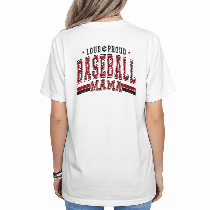 Baseball Mom Baseball Mama Mother's Day Red Loud Proud Women's T-Shirt Back Print