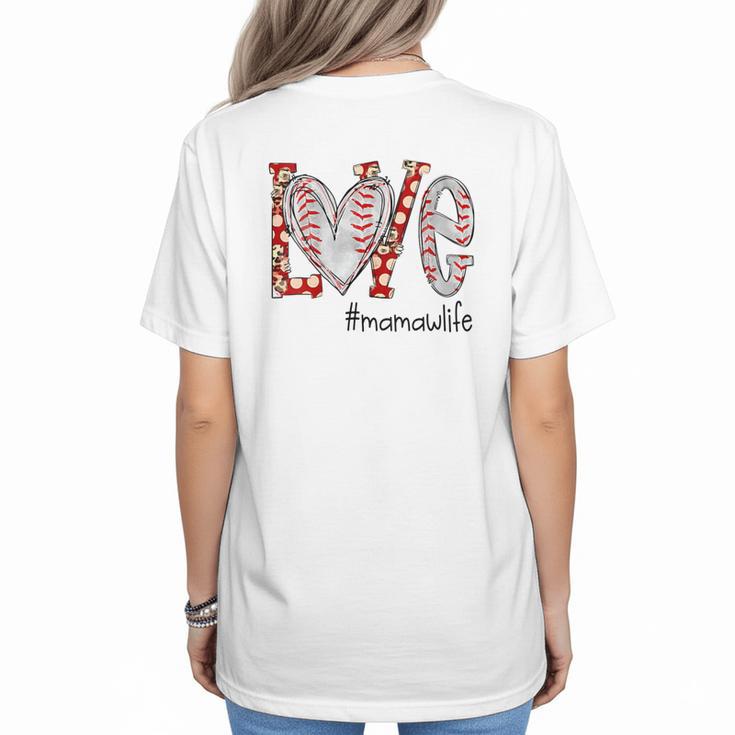 Baseball Mom Shirt Heart Love Baseball Mamawlife Women's T-Shirt Back Print
