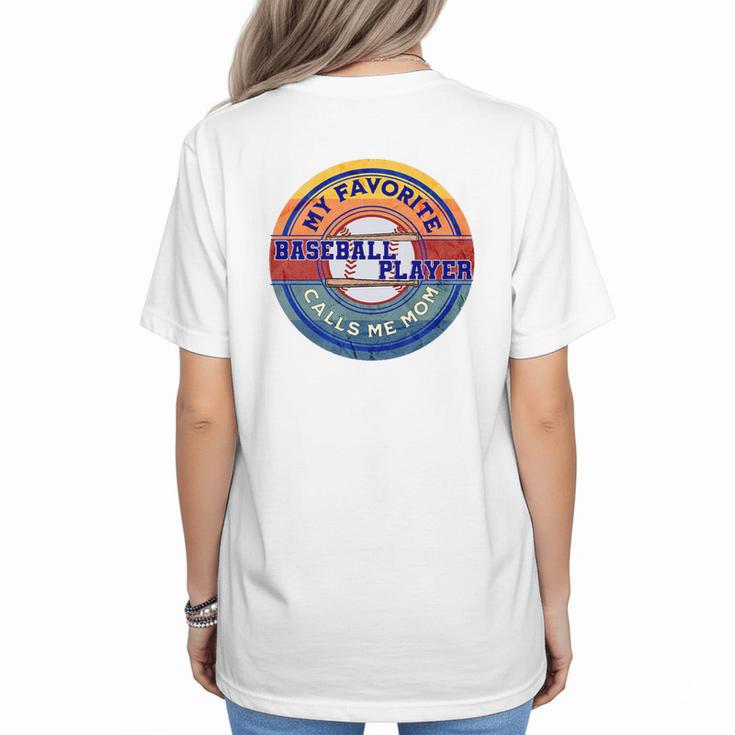 Baseball Moms My Favorite Baseball Player Call Me Moms Premium Women's T-Shirt Back Print