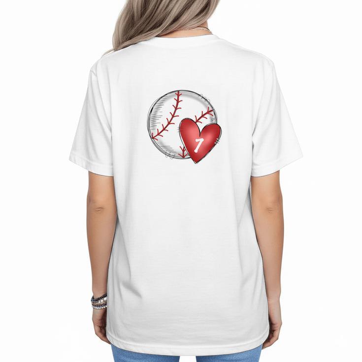 Bleached Custom Baseball Mom Number 7 Heart For Mom Women's T-Shirt Back Print