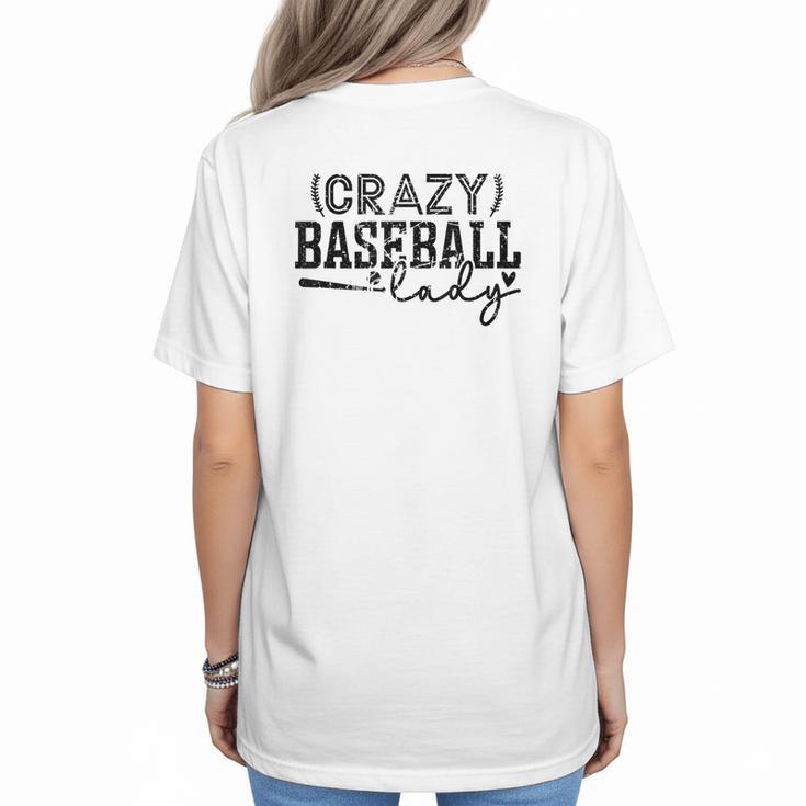 Crazy Baseball Lady Baseball Mom Sporty Humor Women's T-Shirt Back Print