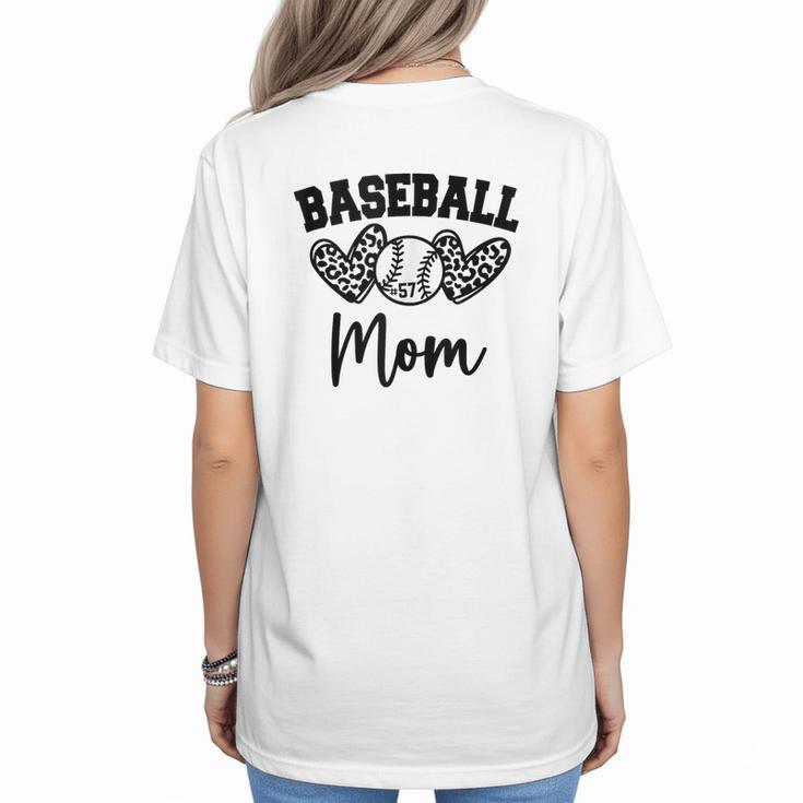Custom Baseball Mom Number 57 Heart For Mom Women's T-Shirt Back Print