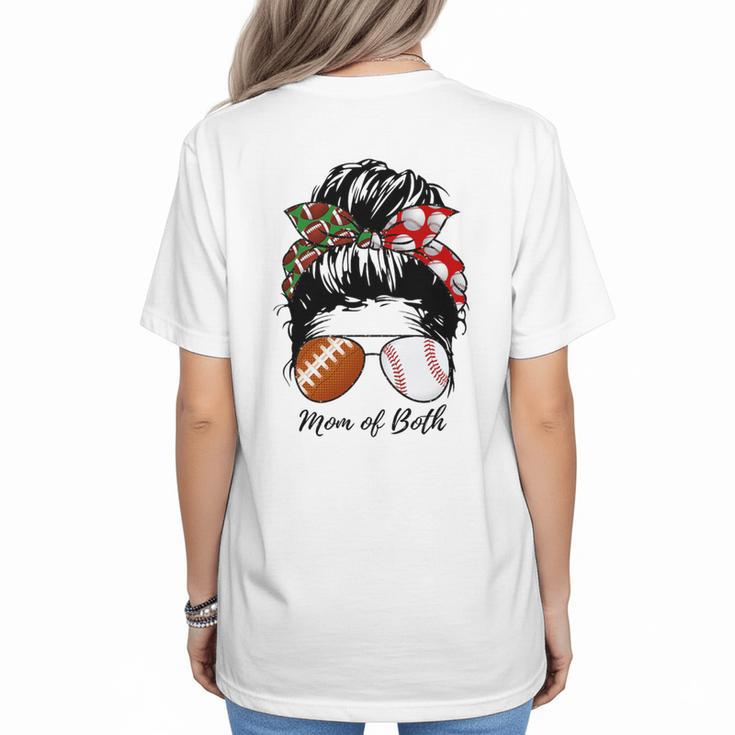 Football Mom Baseball Mom Of Both Messy Bun Mother's Day Premium Tri-Blend Women's T-Shirt Back Print