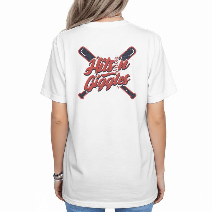 Hits 'n Giggles Baseball Player Women Baseball Mom Mother Women's T-Shirt Back Print